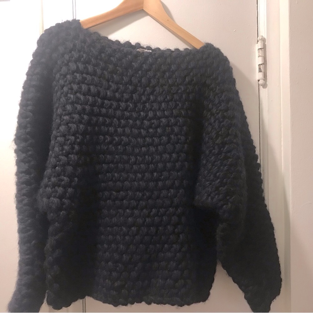Hermès bouclé hand-knit wool batwing sweater